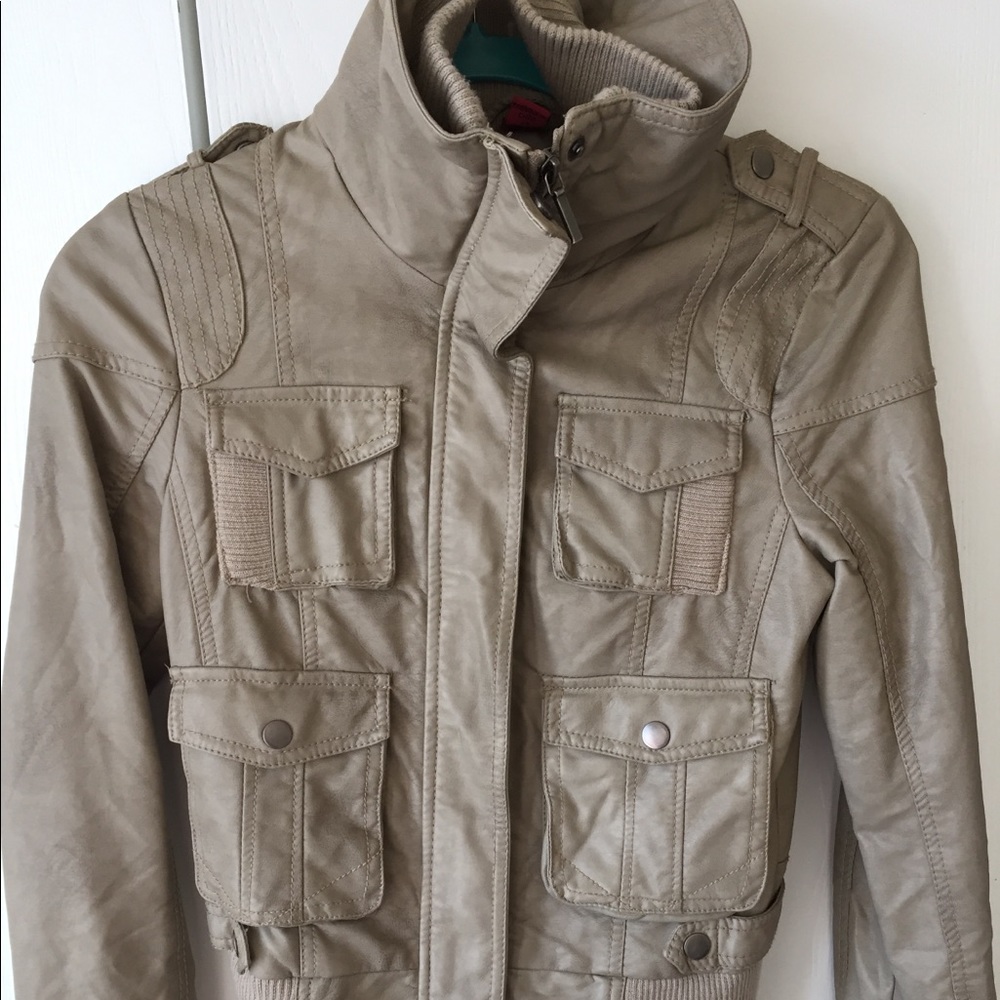 Faux leather bomber jacket